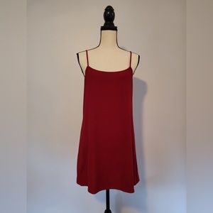 Red spaghetti strap mini dress